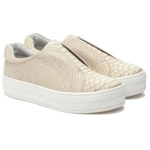 J/SLIDES Heidi Slip On Embossed Crocodile/Snake Sneaker in Cream Size 7